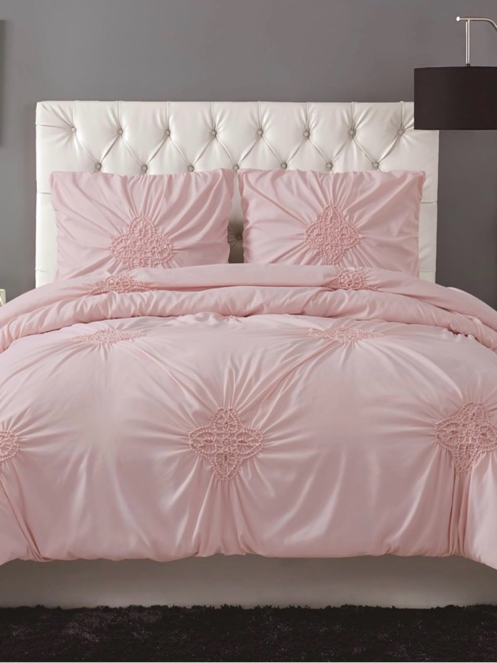 SOLD ON XP Christian Siriano New York Georgia Ruched 3-Piece Pink Duvet Set